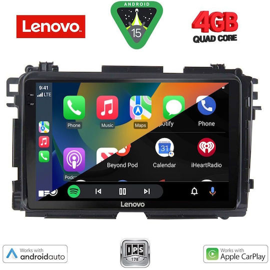 Lenovo Ηχοσύστημα Αυτοκινήτου για Honda HR-V 2015-2021 (Bluetooth/USB/AUX/WiFi/GPS/Apple-Carplay/Android-Auto) με Οθόνη Αφής 9"
