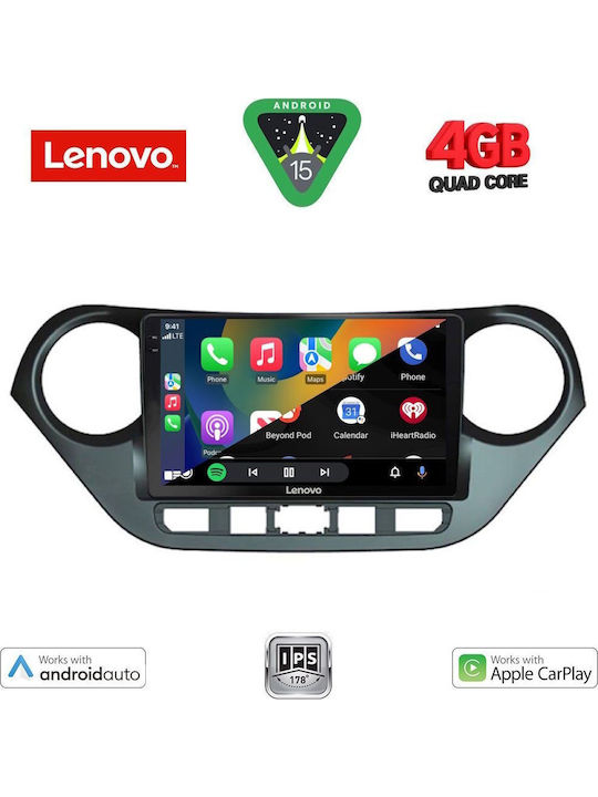 Lenovo Car Audio System for Hyundai i10 2014-2020 (Bluetooth/USB/AUX/WiFi/GPS/Apple-Carplay/Android-Auto) with Touch Screen 9"