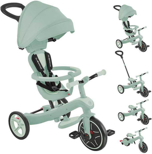 Globber Explorer Trike Ecologic Превозно Средство с Ръкохватка за Родител 4 в 1 за 18 Месеца Фисташков