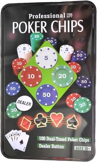 Set 100 Fise de Poker in Cutie metalică