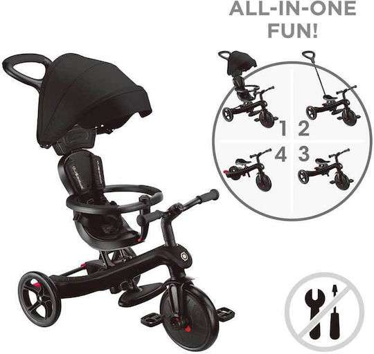 Globber Explorer Trike Превозно Средство с Ръкохватка за Родител 4 в 1 за 10 Месеца Черно