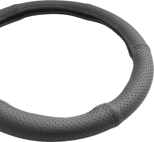 Umbrella Car Steering Wheel Cover Leather Black with Black Stitching