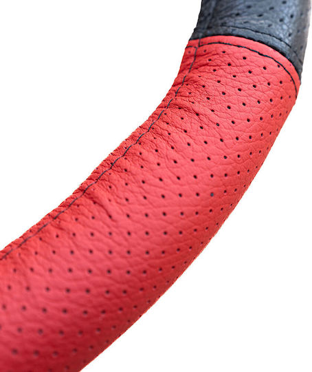 Husă Volan din Piele Naturală Roșie Perforată 37-39 Cm Mega Drive