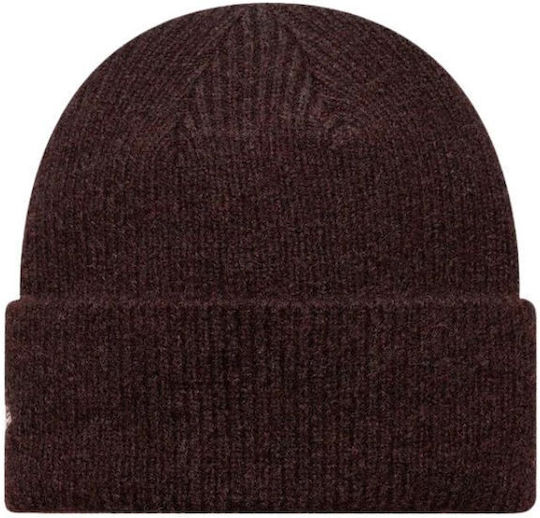 Cuff Cuff Beanie Beanie Knitted in Burgundy color