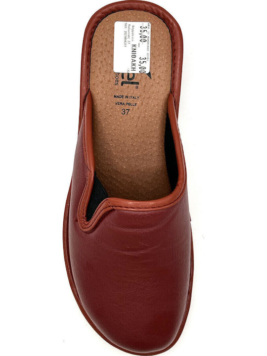 Anatomical Leather Women's Slippers Burgundy