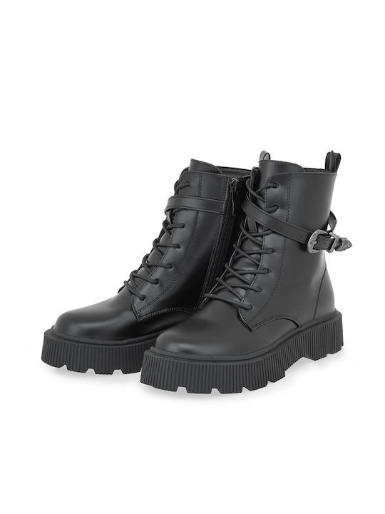 Kinderstiefel mit Schnürsenkeln Schwarz