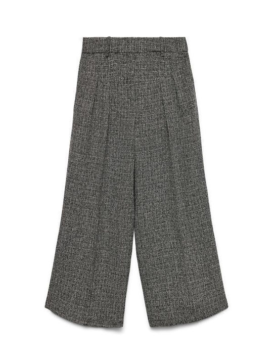 Damen Stoff Hose in Weitem Schnitt Black Salt And Pepper
