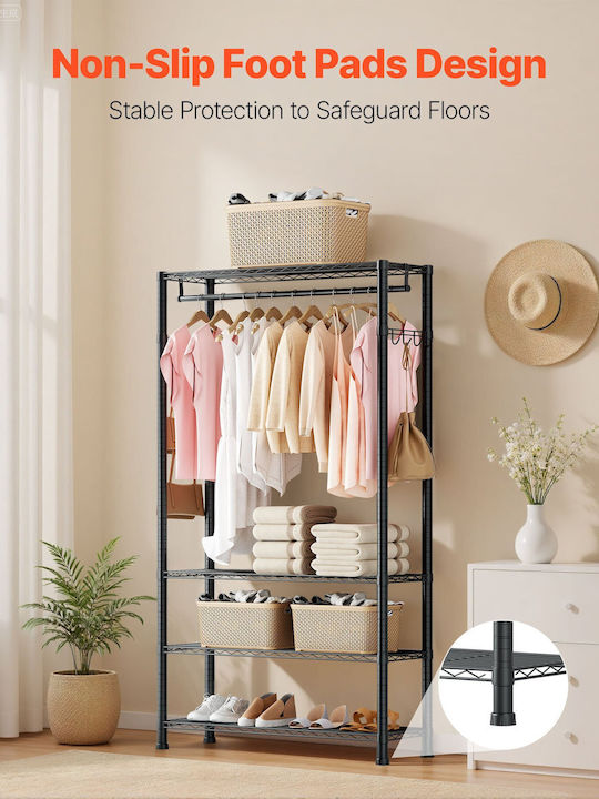Vevor Floor Garment Rack made of Metal Gray 76.2x35.6x194cm