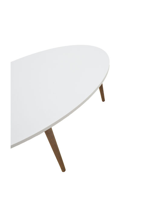 Oval Central Coffee Table Barton Wooden White - Brown W91xL45xH40cm