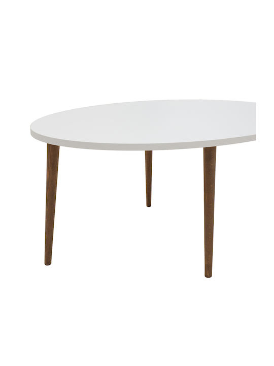 Oval Central Coffee Table Barton Wooden White - Brown W91xL45xH40cm