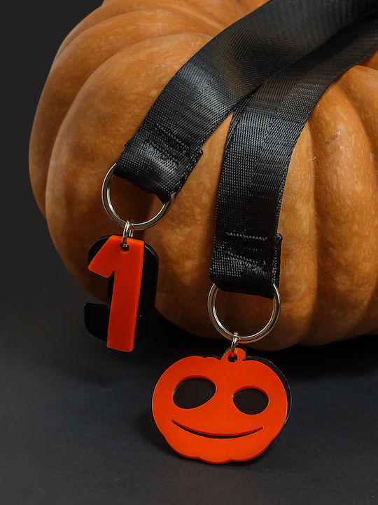 Μπρελόκ Λαιμού Halloween Κολοκύθα Μαύρο Ιμάντα