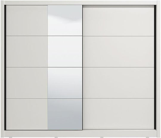 Double Door Wardrobe Sliding Albi with Mirror Cashmere 245x60x216cm