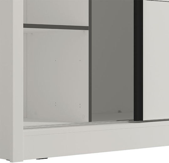 Double Door Wardrobe Sliding Albi with Mirror Cashmere 245x60x216cm