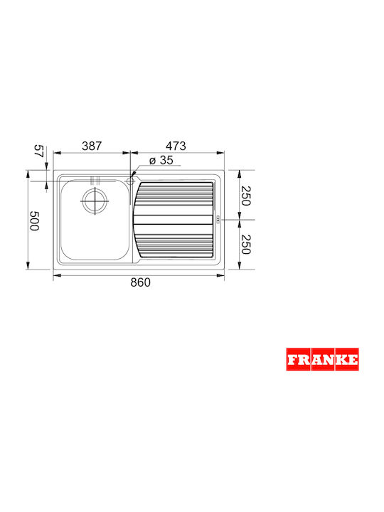 Franke Logica Lll 611 1010261075 Drop-In Мивка Ляв Inox Грапав Ш86xД50см Сребрист