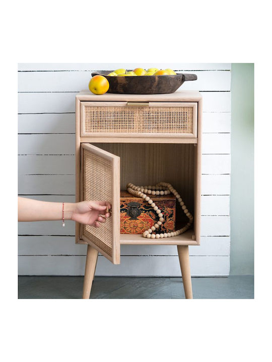 Wooden Bedside Table Beige 42x34.5x71cm