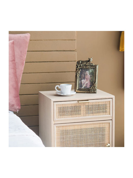 Wooden Bedside Table Beige 42x34.5x71cm