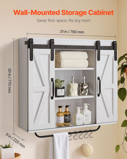 Vevor Wall Mounted Bathroom Shelf Wooden White