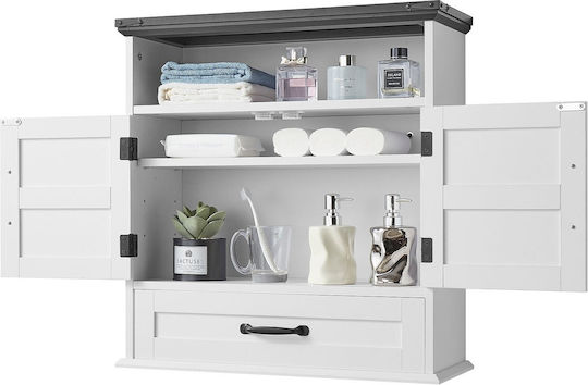 Vevor Wall Mounted Bathroom Shelf Wooden 61x23x63.7cm White