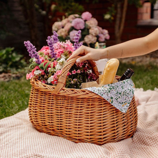Creative Decorative Basket Wicker with Handles Brown 45x32x34cm