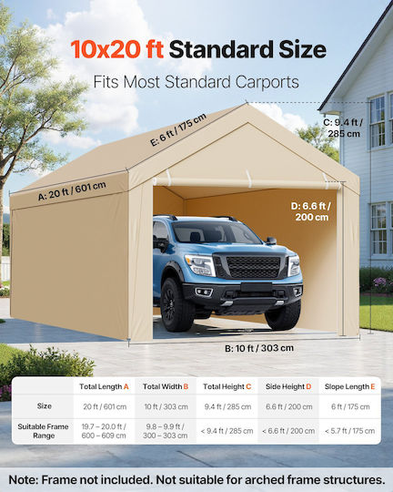 Vevor Κάλυμμα για Κιόσκι Μπεζ με Επίστρωση PU 3x6m