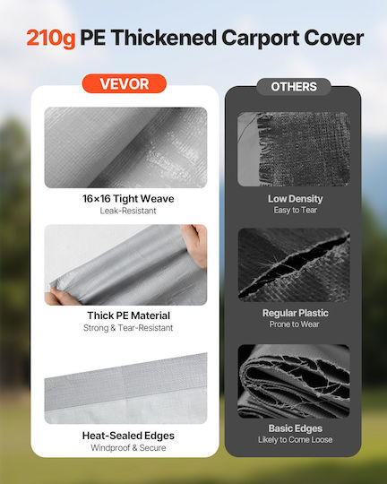 Vevor Portable Gray Awning Fabric with PU Coating 4x6m