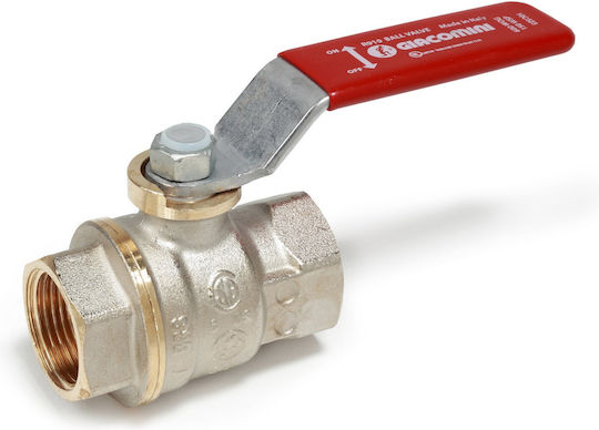Giacomini R910x024 Robinet Ball Comutator Intern-intern Filet 3/4” Diametru Nichelat Brass Maner Metal Roșu