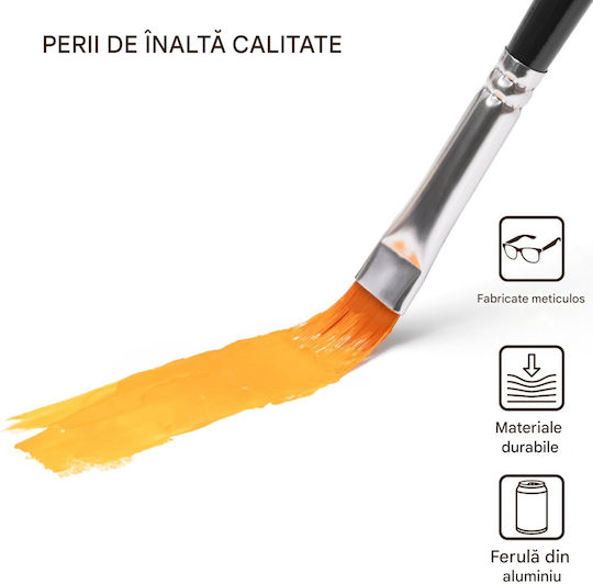Set 12 Pensule De Pictură Profesionale Mâini Pictură Perii Din Păr Sintetic Acuarelă Acrilic Ulei Negru