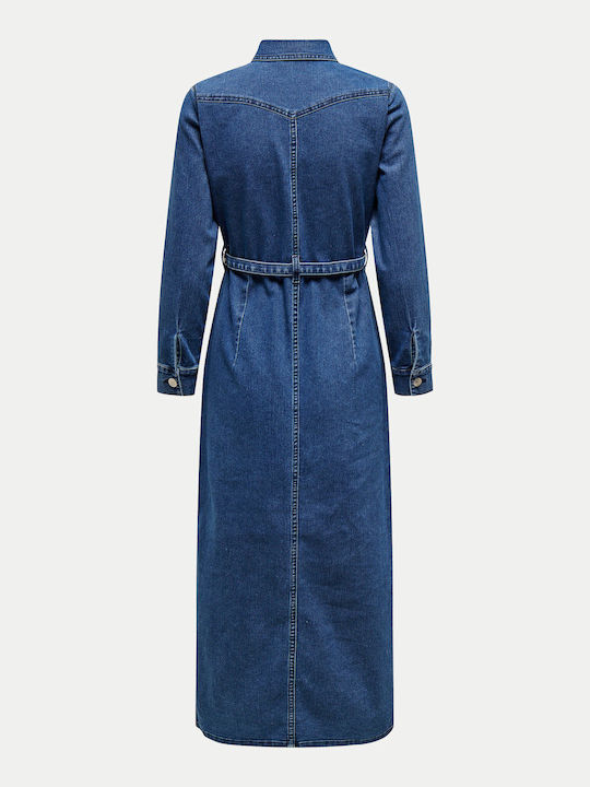 Life Rochie-cămașă Midi Denim Albastră