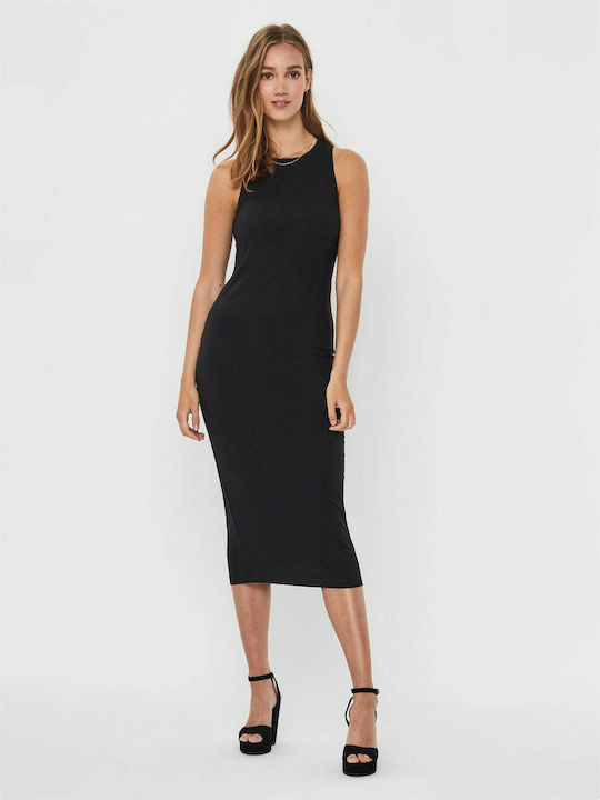 Sommer Midi Damenkleid Schwarz