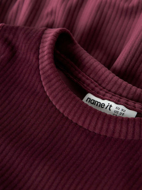 Children's Dress Long Sleeve Velvet Burgundy