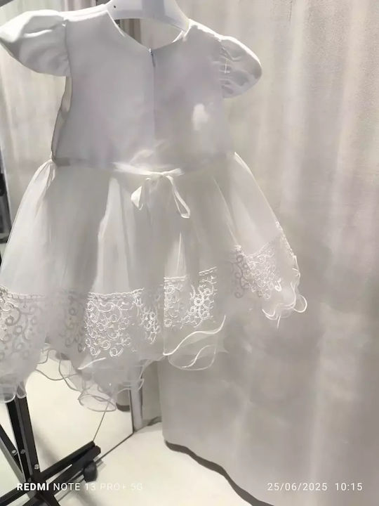 Kinderkleid Kurzärmelig Tüll Set aus 2 mit Zubehör Weiß