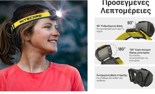 NiteCore Pro Stirnlampe LED mit maximaler Helligkeit 800lm Ut27 Schwarz