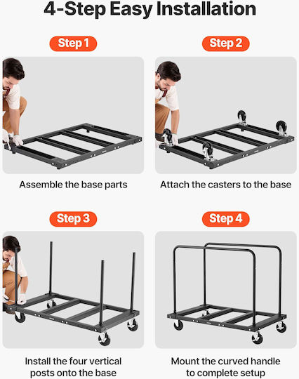 Vevor Transport Trolley for Weight Load up to 816kg Black