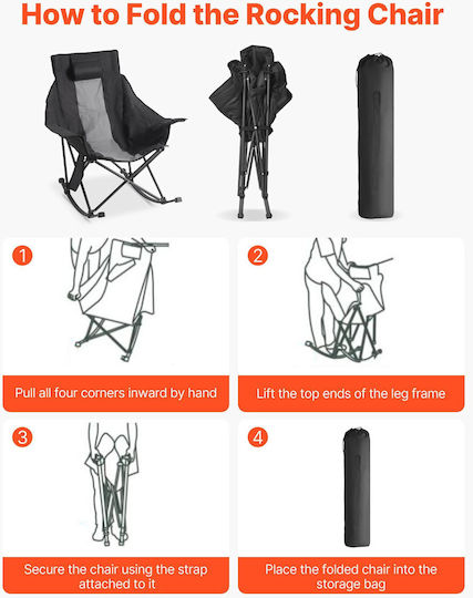 Vevor Chair Beach Black 103x92x95cm