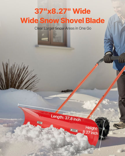 Vevor Flexibles Schneeschaufel Mit Rädern 96cm Verstellbarer Griff Doppelrichtung Klingen Dlksl3540incgpykl001v0