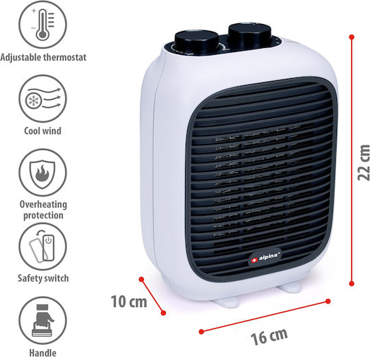 Alpina Appliances Fan Heater Room Floor White 1500W 871125224774