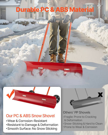 Vevor Flexibles Schneeschaufel Mit Rädern 96cm Verstellbarer Griff Doppelrichtung Klingen Dlksl3540incgpykl001v0