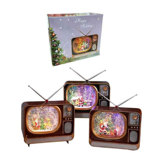 Christmas Lantern Illuminated Decorative Television with Santa Claus Battery 21x24cm