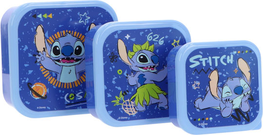 Disney Stitch Plastic Kids' Lunch Set 0.8lt Blue