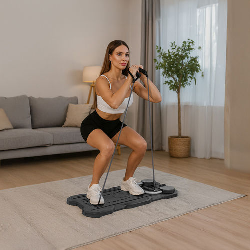 Placă Pliabilă De Antrenament Pilates Zola Extensii Mânere Push-up Tapis Cu Ecran Lcd 47 X 115 X 3 Cm Negru