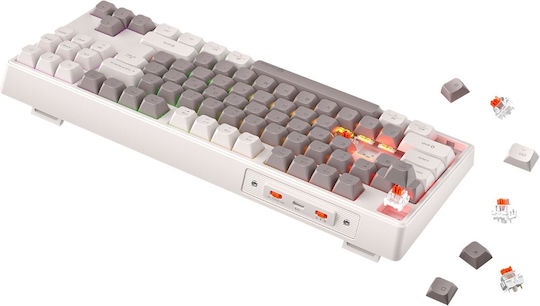 Meetion MT-MK14 Ασύρματο Gaming Μηχανικό Πληκτρολόγιο Tenkeyless με RGB φωτισμό (Αγγλικό US) Λευκό