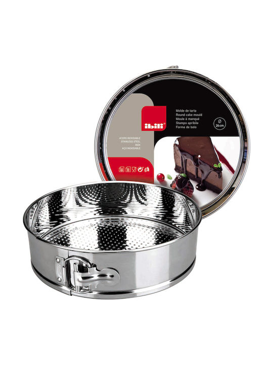Ibili Formă de Patiserie pentru Chec din Oțel Inoxidabil cu Bază Detașabilă 24x6.5buc 1buc
