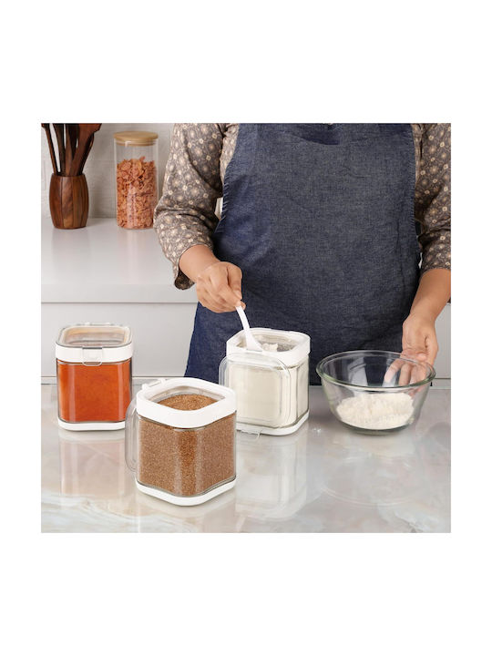 Belle Vous Set 3 Bucăți Vaze Pentru Paste / Cereale / Zahăr / Cafea / Ceai Cu Capac Sticlă Transparentă 900ml 3 Bucăți