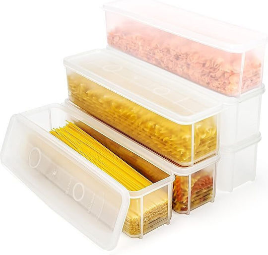 Belle Vous Set of 6 Pasta Jars with Airtight Plastic Transparent Lid 1300ml 6 Pieces