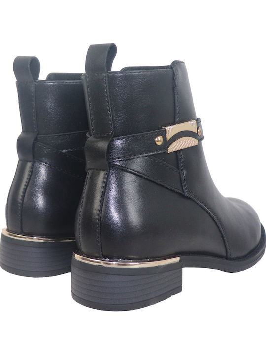 Leder Stiefeletten Damen Schwarz
