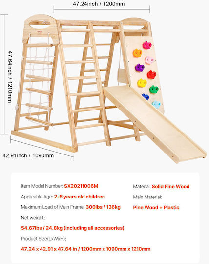 Vevor Spielplatz mit Kletterfläche 109x120x119.5cm.