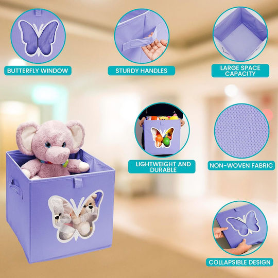 Belle Vous Children's Folding Storage Box made of Fabric Multicolour 30x30x30cm 4pcs