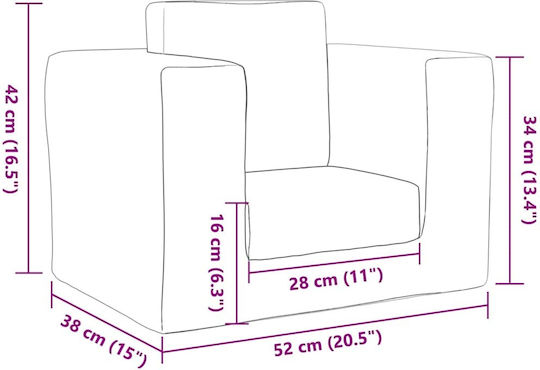 Детски Диван Сив 52x104x34см