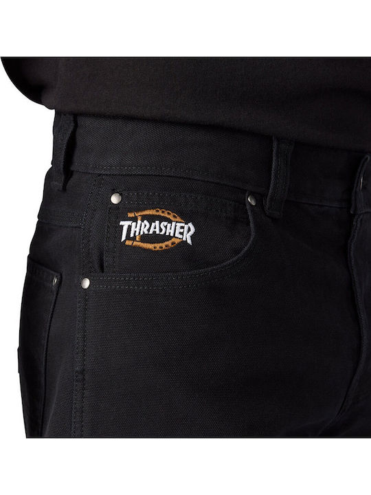 Double Knee Trousers in Regular Fit Black