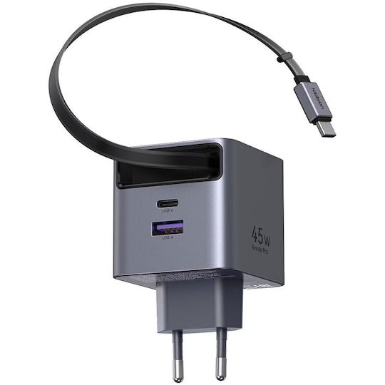 Ugreen Charger with USB-A Port and USB-C Port and Cable USB-C 45W Gray (X614)